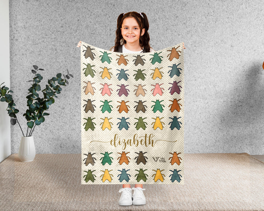 Personalized Fly Insect Throw Custom Name Bug Lover Blanket Retro House Fly Design Science Nature Entomologist Gift Home Accent