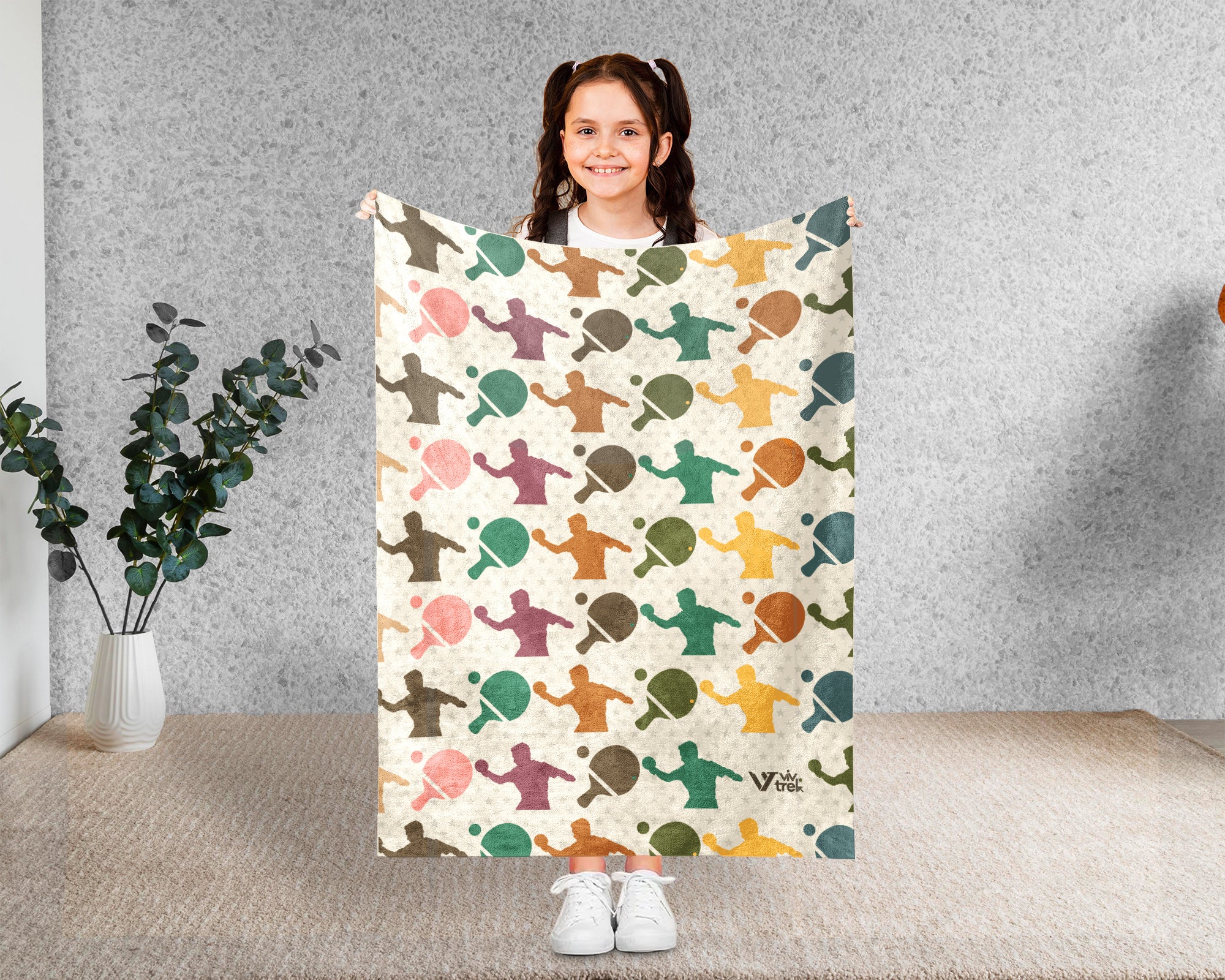 Retro Ping Pong Blanket Cozy Table Tennis Throw Soft Sports Decor Unique Player Gift for Game Lovers