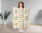 Custom Name Otter Blanket, Cozy Vintage Otter Throw for Home and Living Room