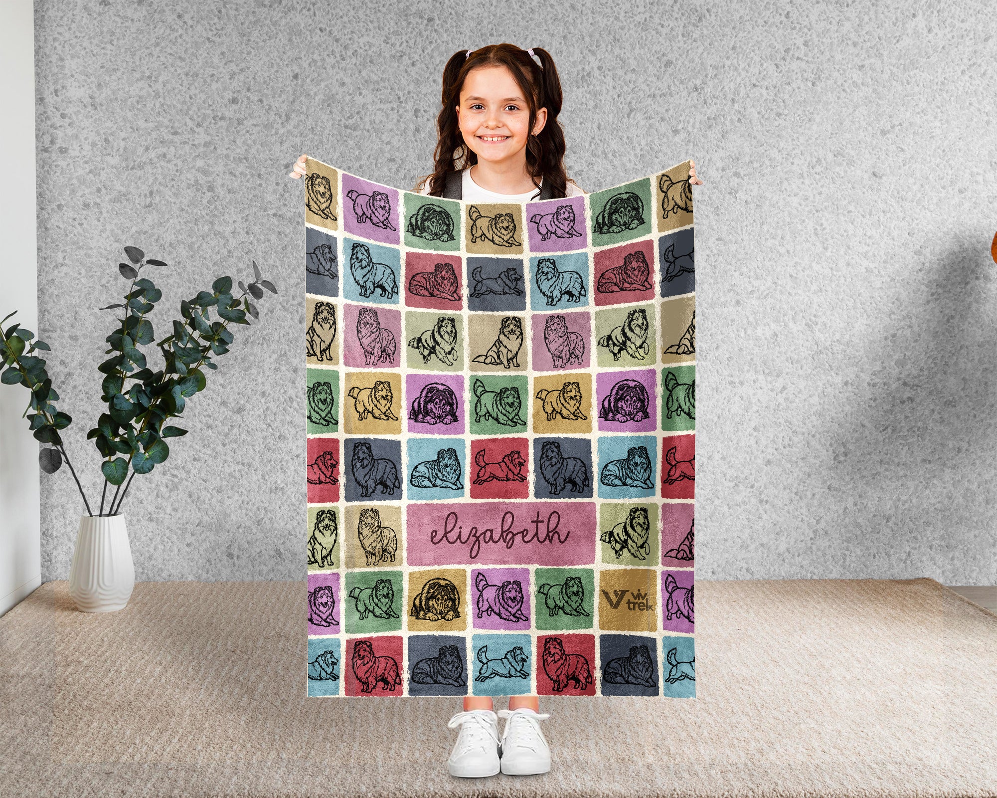 Custom Shetland Sheepdog Throw Blanket | Personalized Sheltie Gift | Mini Collie Cozy Home Decor Accent for Dog Lovers