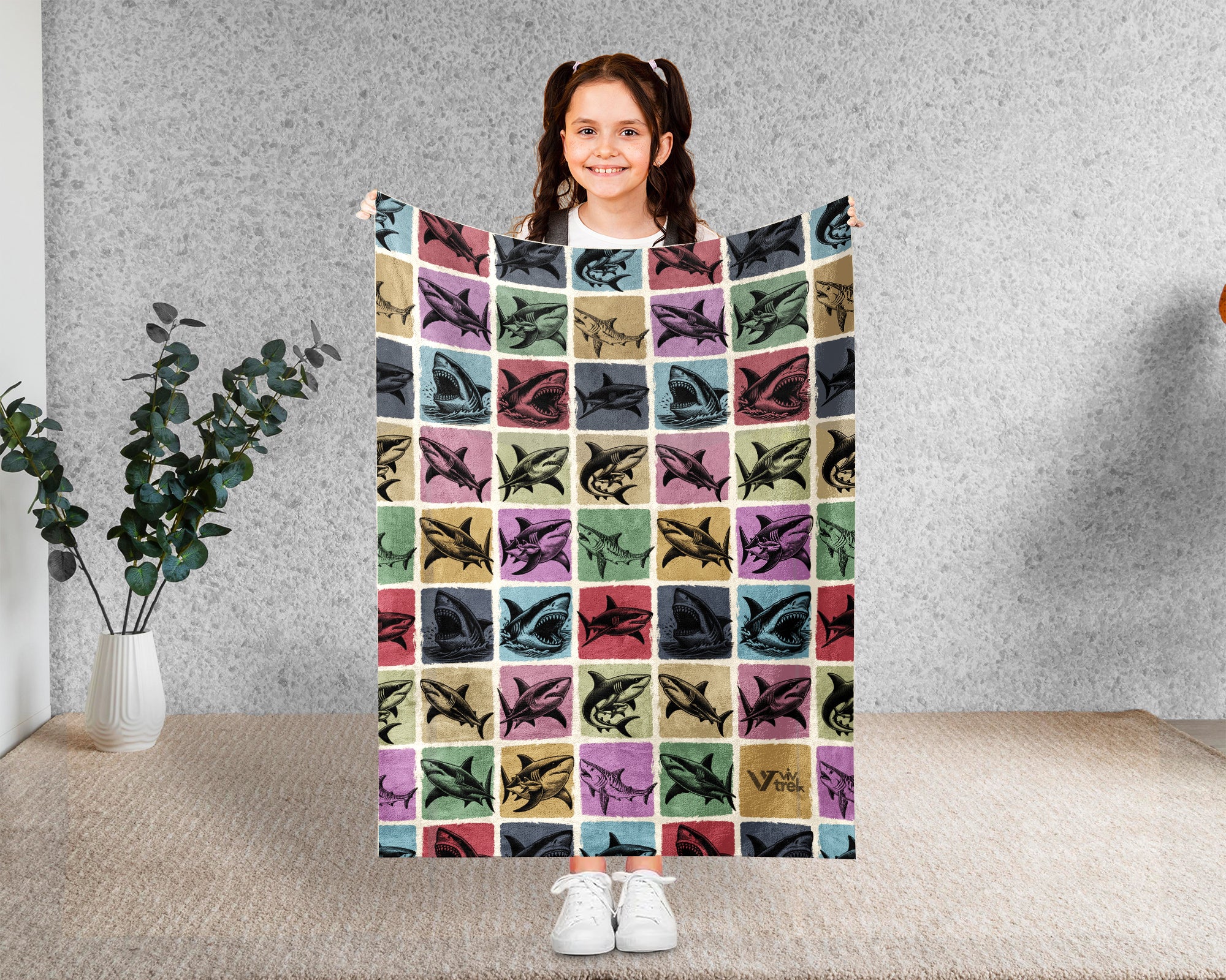 Vintage Shark Blanket – Cozy Ocean Lover Throw Gift