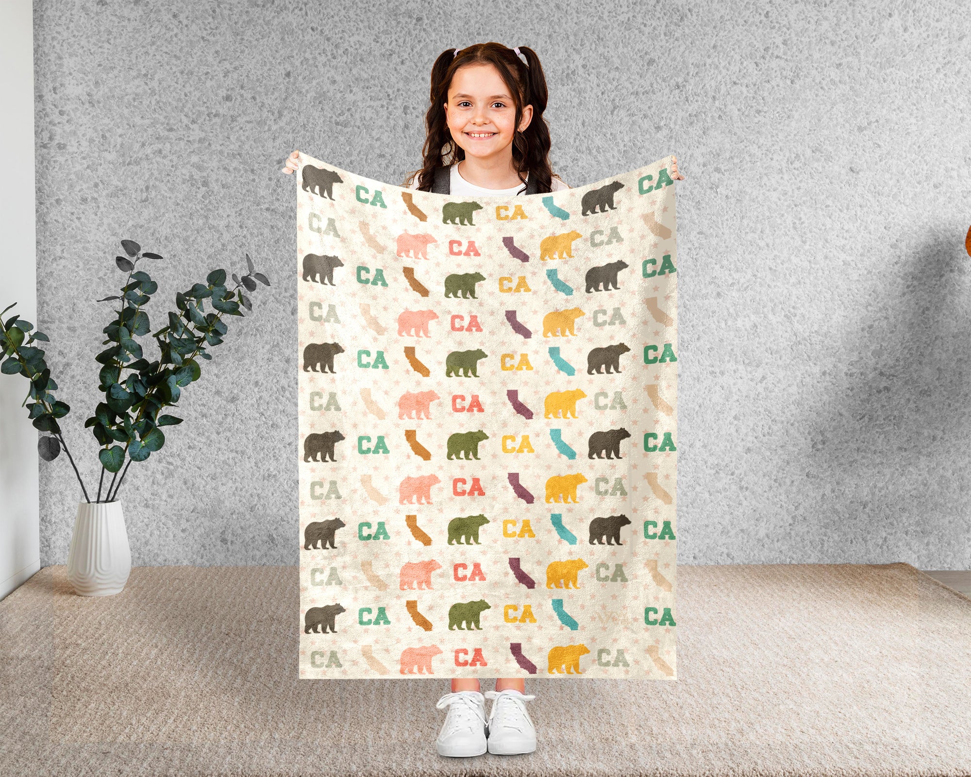 Retro California State Blanket, Patriotic 4th of July Throw, Vintage CA Lover Cozy Blanket, American Inspired Independence Day Gift