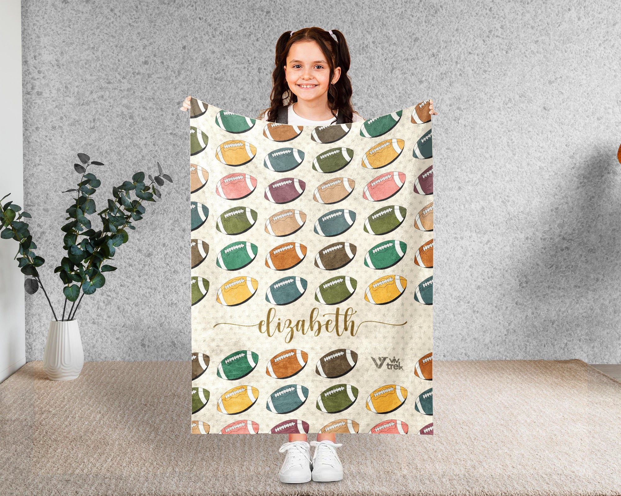 Custom Retro Football Blanket, Personalized Sports Throw for Athlete Fans Game Room Decor and Cozy Gift Ideas