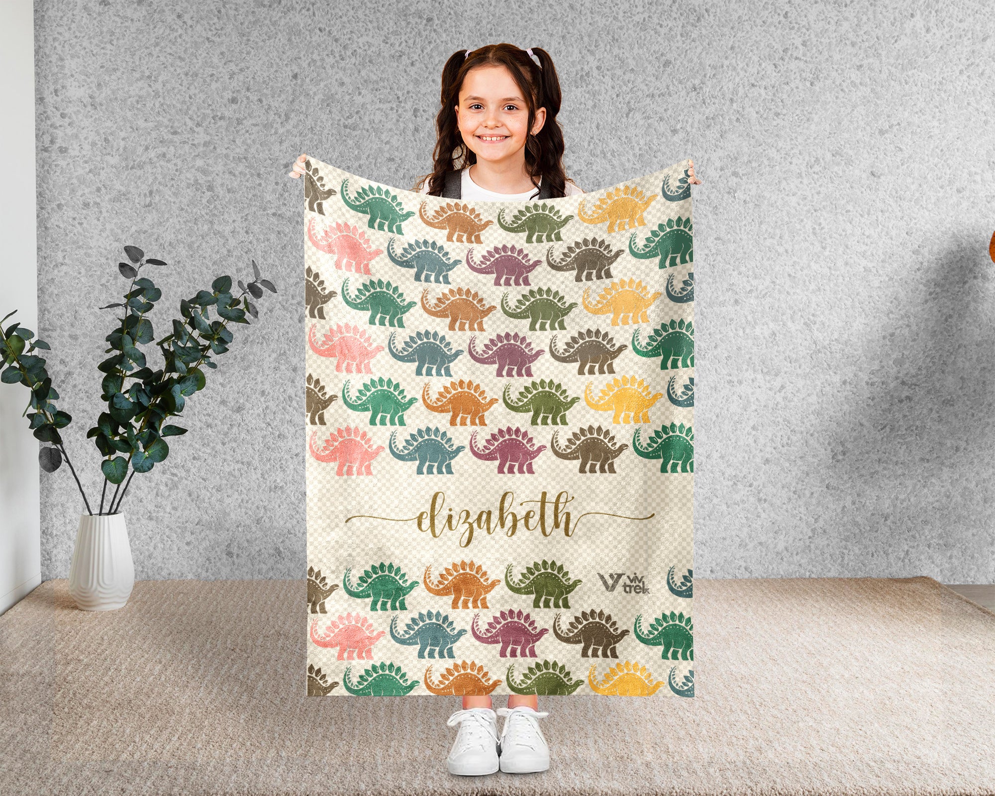 Personalized Stegosaurus Blanket Custom Name Dino Throw Retro Prehistoric Animal Decor Cozy Gift Unique Home Accent