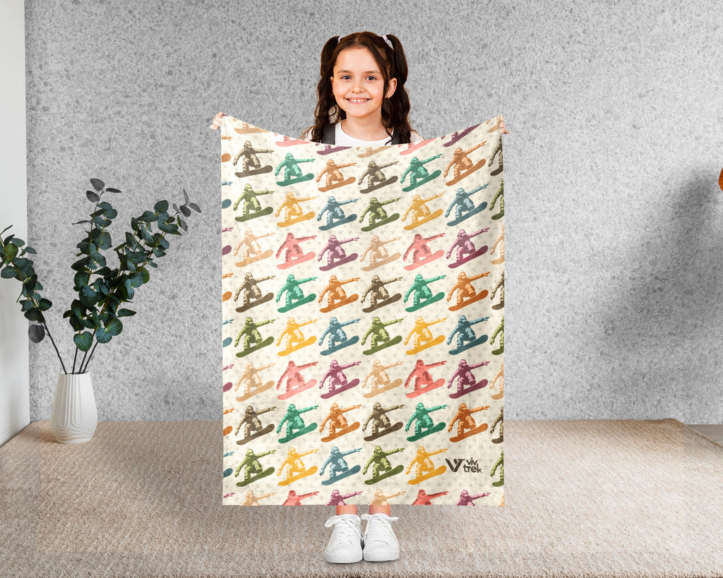 Vintage Snowboarding Blanket – Cozy Throw for Winter Sports Lovers