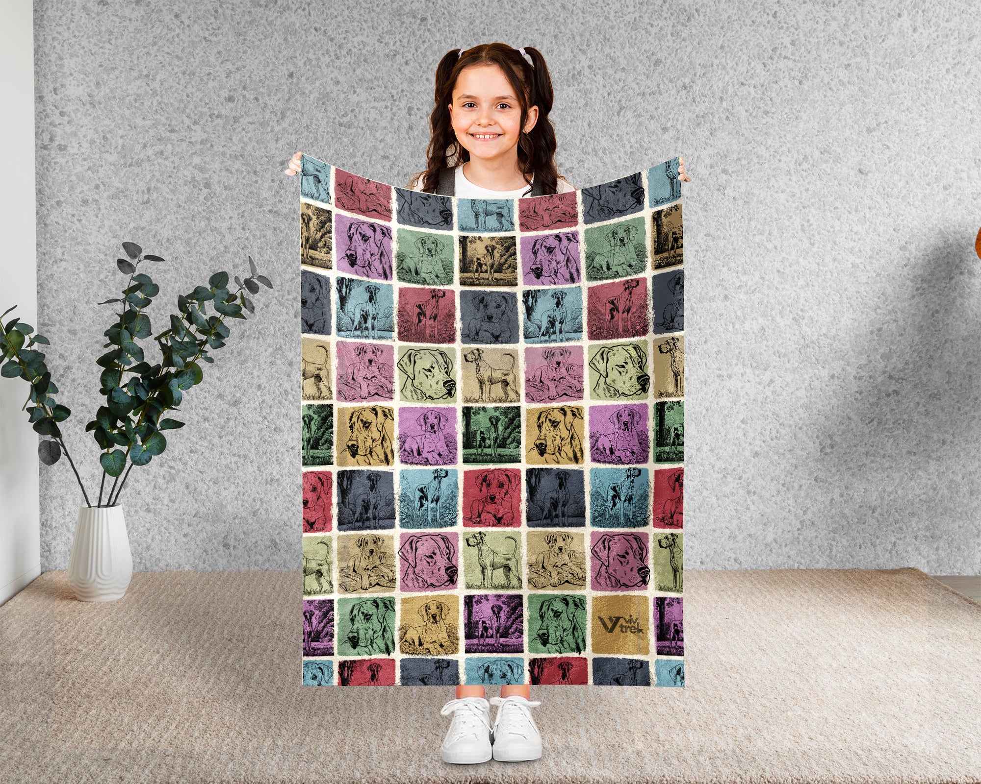 Retro Great Dane Blanket – Cozy Dog Lover Throw Gift