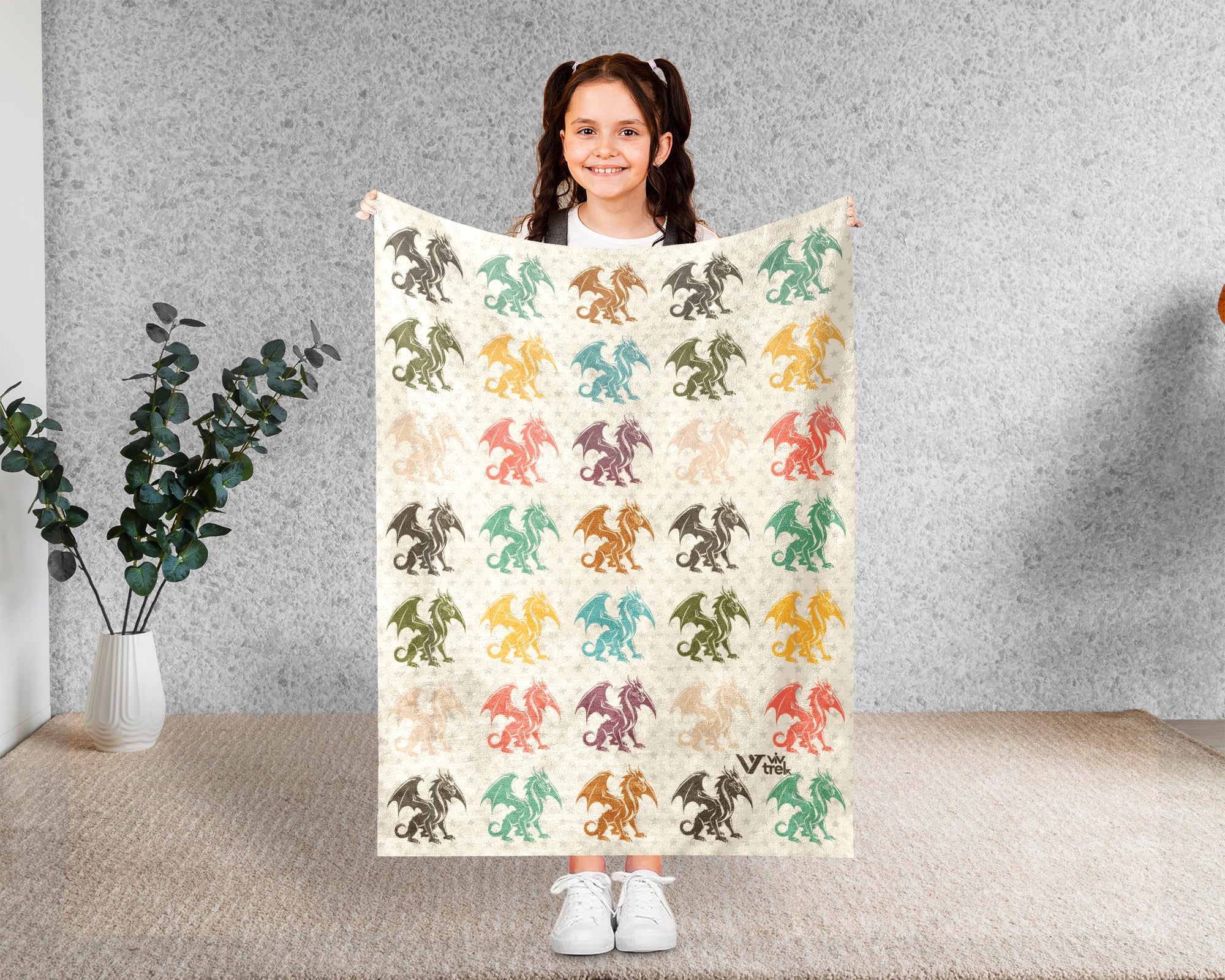 Retro Dragon Blanket Gift for Fantasy Lovers, Cozy Mythical Creature Throw, Magical Decor Accent for Bedroom and Creative Spaces