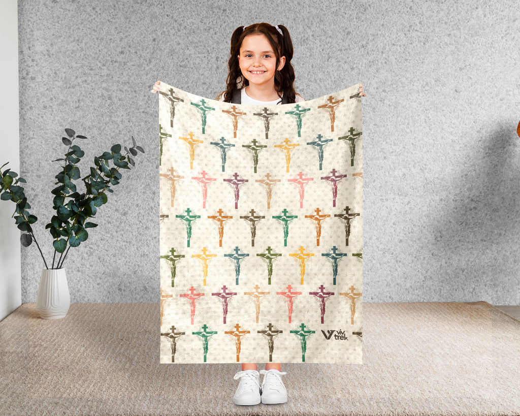 Retro Christian Faith Blanket, Jesus Lover Throw, Inspirational Religious Cozy Blanket, Bible Verse Home Decor Gift for Family