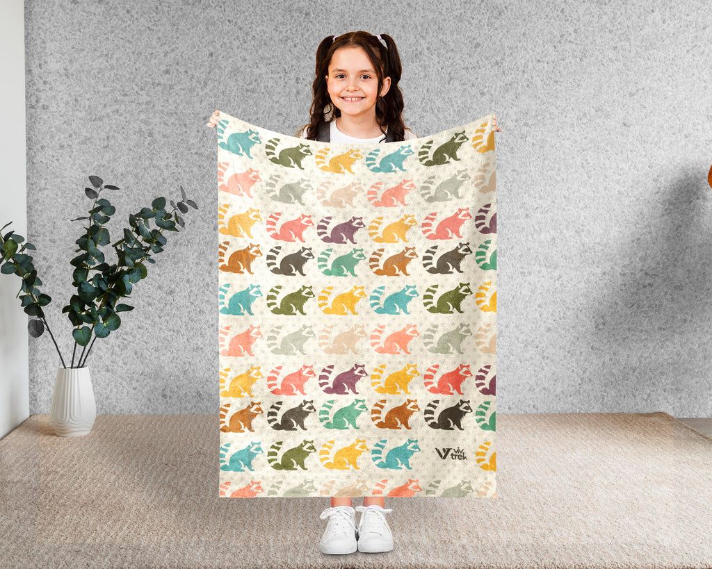 Retro Raccoon Gift Blanket Cozy Animal Lover Throw Funny Wildlife Decor Soft Graphic Blanket Unique Humor Gift for Home