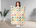 Retro Reindeer Blanket for Woodland Decor, Cozy Rustic Wildlife Throw Gift for Forest and Cabin Style Homes