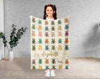 Personalized Cockroach Throw Custom Name Bug Lover Blanket Retro Roach Design Science Nature Entomologist Gift Home Accent Decor