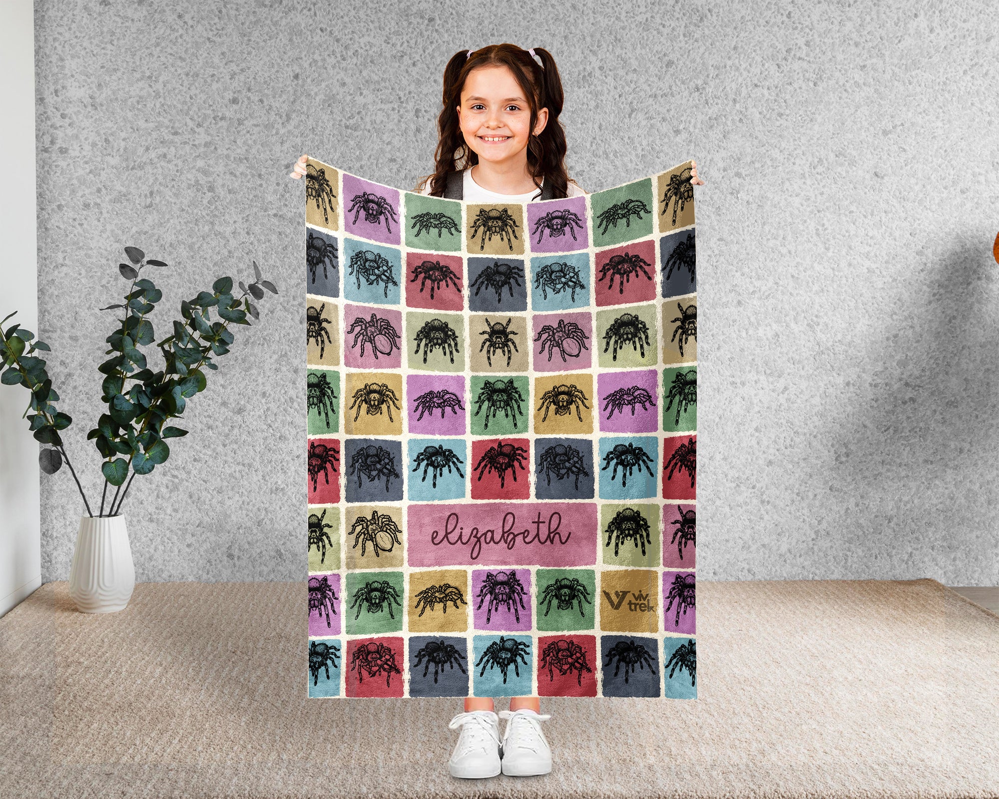 Custom Tarantula Spider Blanket Personalized Name Arachnid Lover Throw Retro Exotic Pet Gift Unique Home Decor Cozy Accent