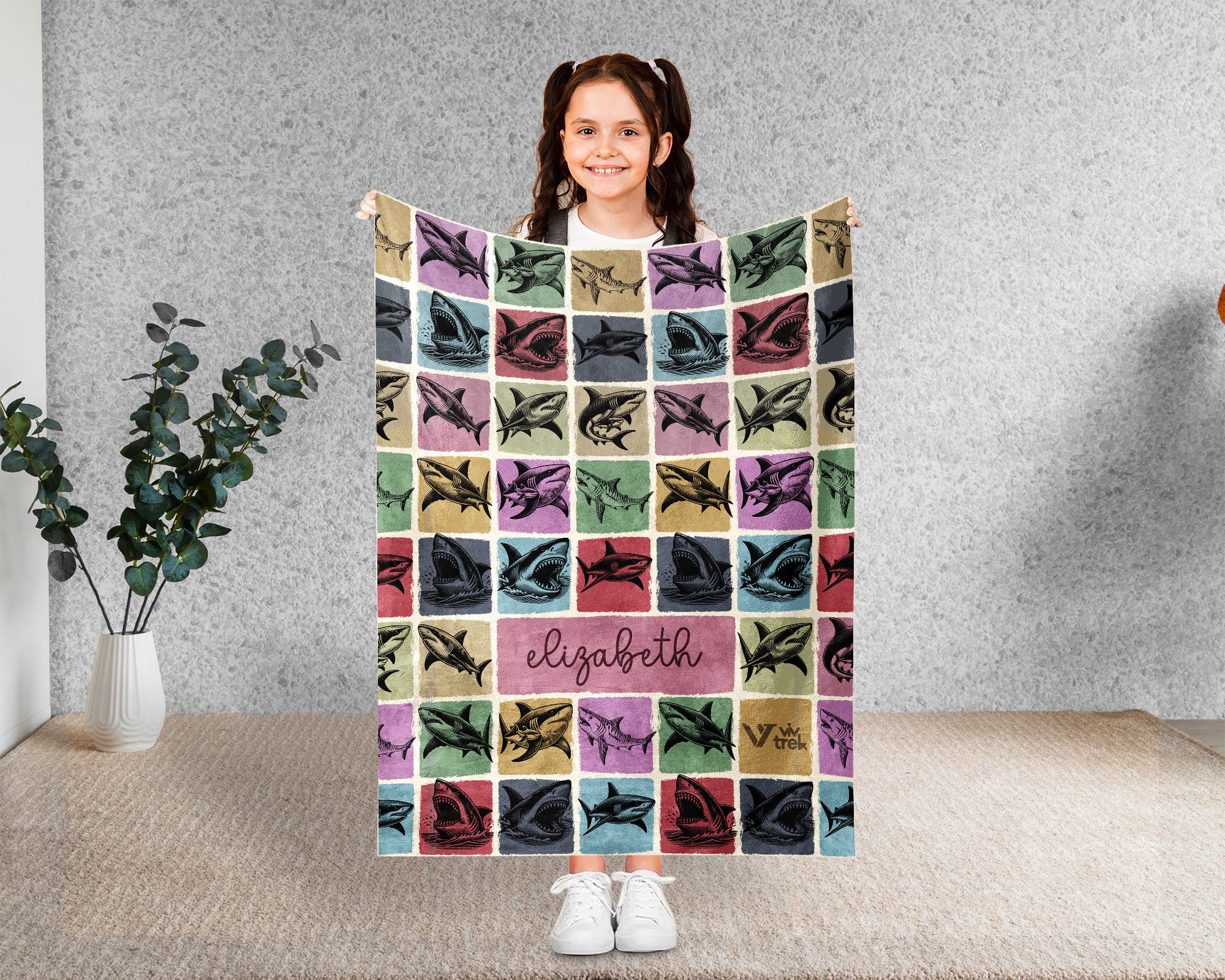 Personalized Shark Blanket – Custom Name Ocean Throw for Shark Lovers