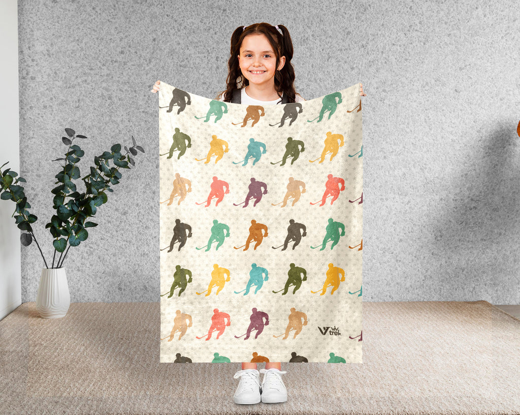 Retro Ice Hockey Player Blanket Cozy Sports Throw for Hockey Lovers Soft Graphic Decor Unique Winter Game Gift for Home