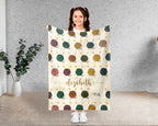 Personalized Name Crochet Yarn Blanket, Retro Knitting Inspired Throw for Needlework Lovers, Cozy Craft Gift Decor