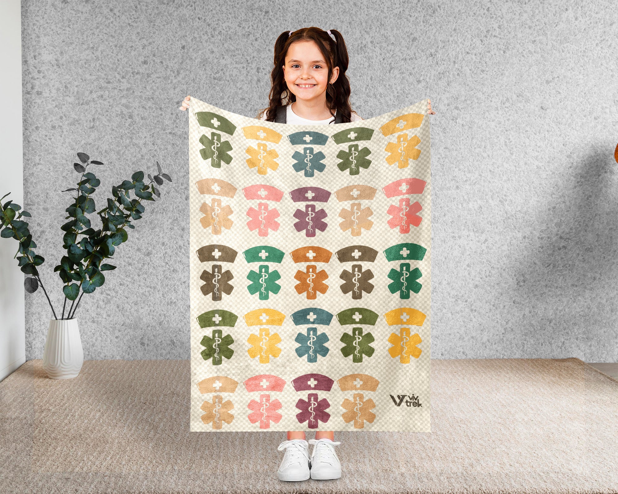 Retro Nurse Gift Blanket, Cozy RN Appreciation Throw, Cute Nurse Graphic Blanket, Soft Fleece Medical Worker Gift for Her