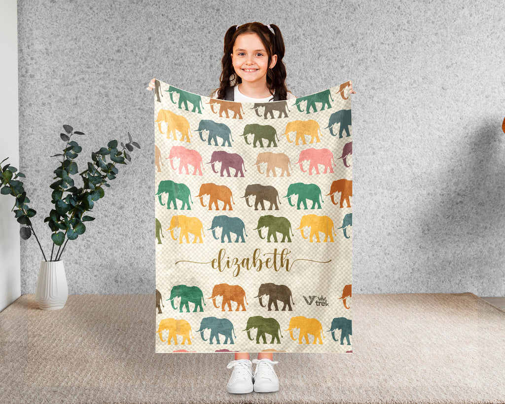 Custom Nane Elephant Blanket – Personalized Cozy Throw for Wildlife Fans