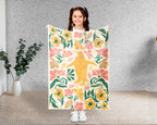 Floral Penguin Blanket – Cozy Vintage Ocean Animal Throw Gift