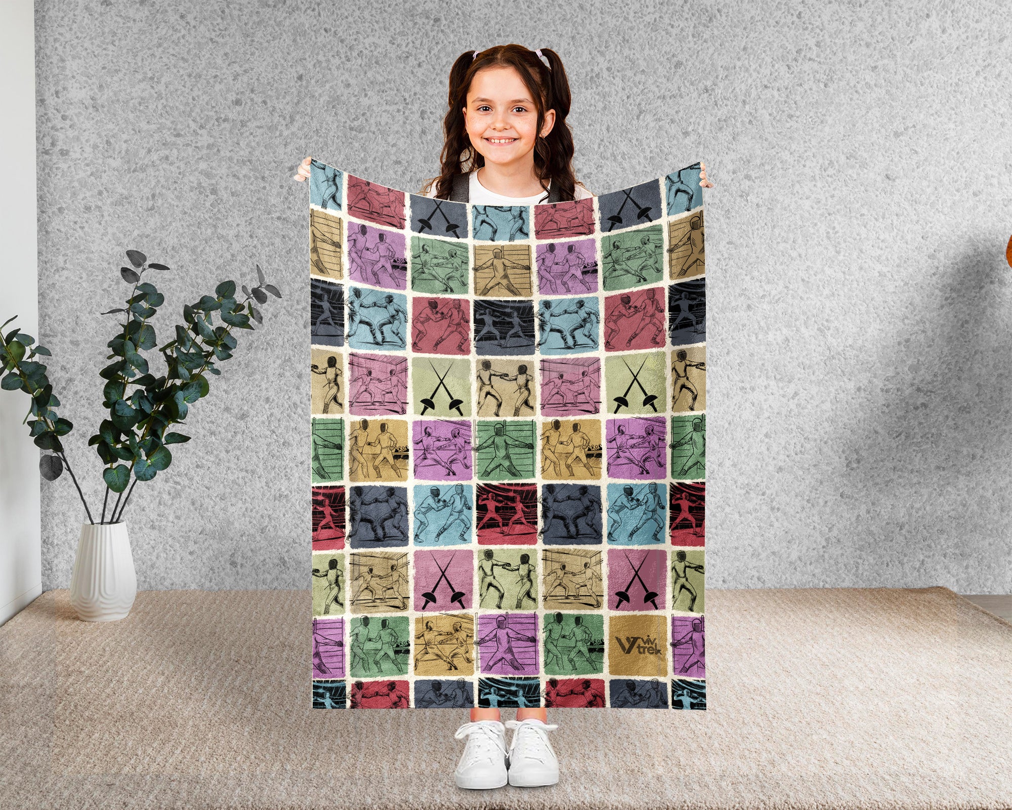 Vintage Fencing Lover Blanket – Cozy Sports Throw for Fencers