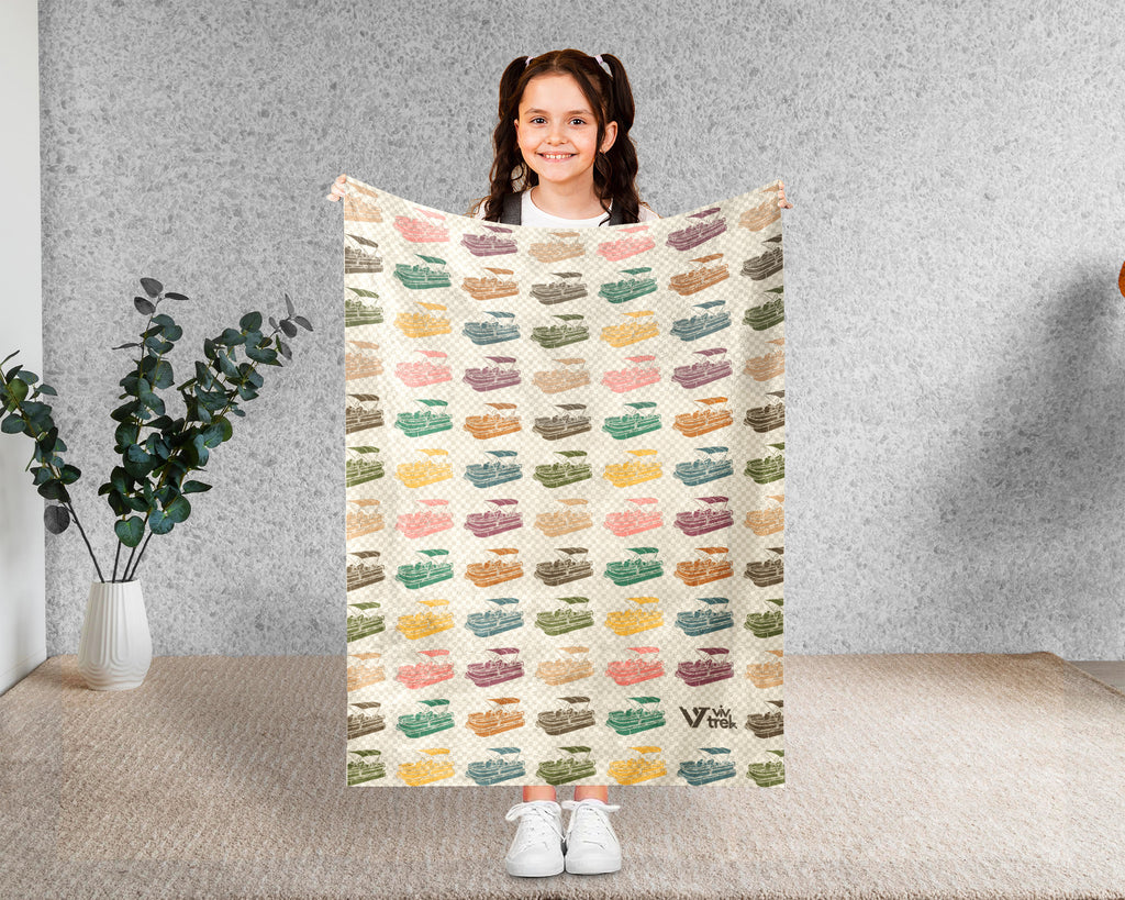 Vintage Pontoon Boat Blanket – Cozy Nautical Throw for Lake Lovers