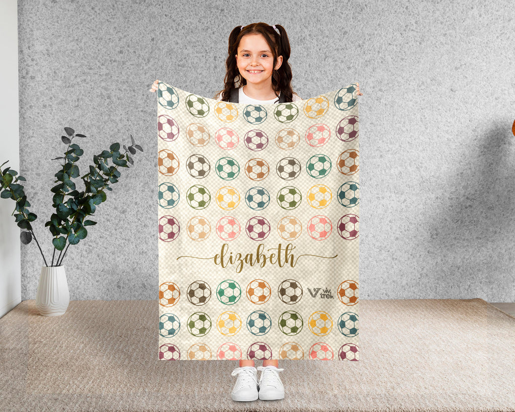 Custom Name Soccer Throw Blanket – Cozy Gift for Young Soccer Fans