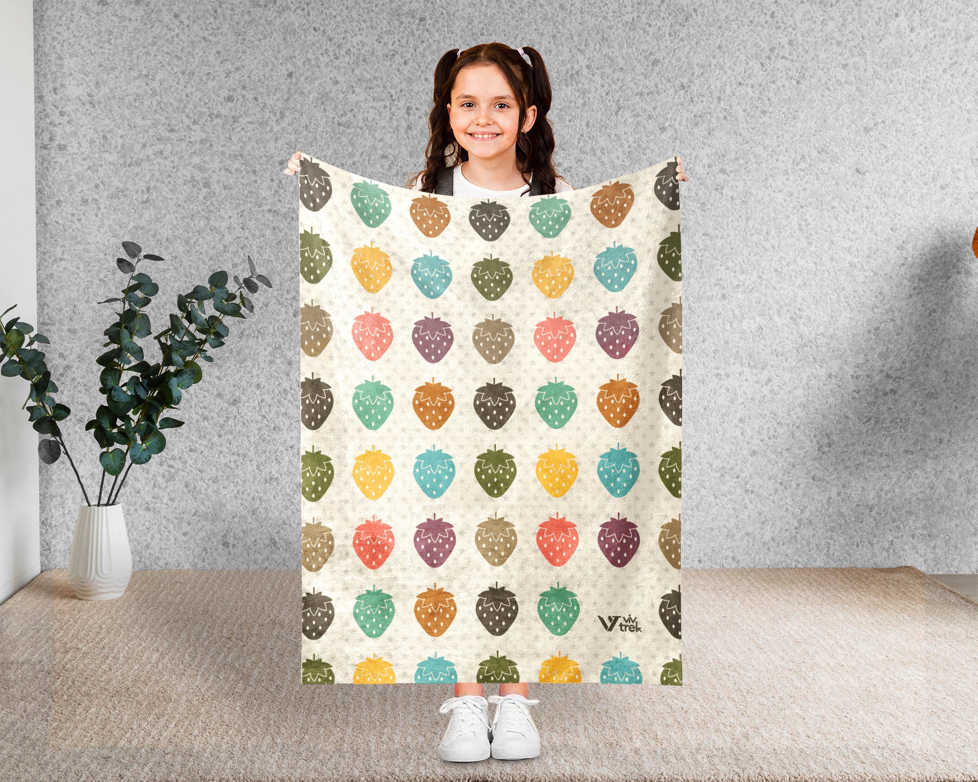 Cozy Strawberry Blanket – Retro Fruit Throw for Cute Home Decor