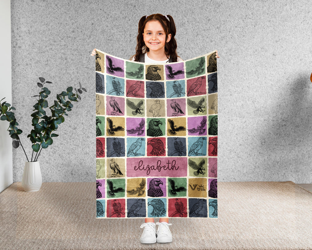 Personalized Name Eagle Blanket – Cozy Vintage Throw for Bird Lovers