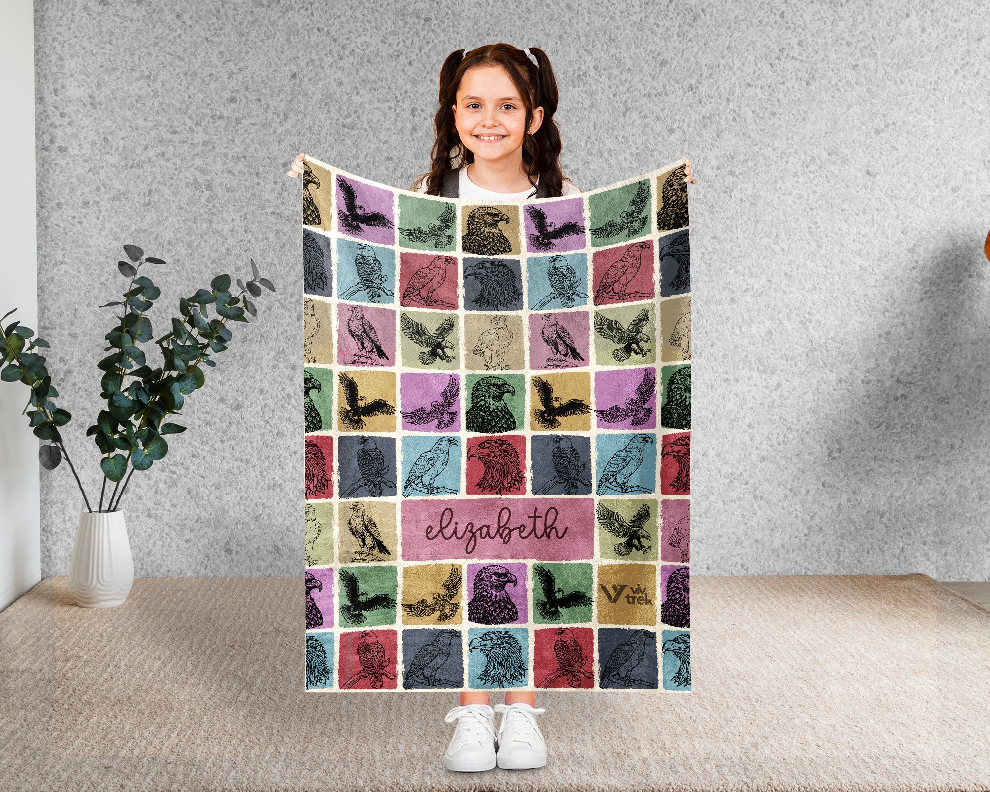 Personalized Name Eagle Blanket – Cozy Vintage Throw for Bird Lovers