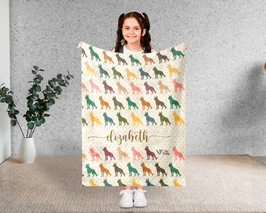 Personalized Dog Throw – Custom Name Cozy German Shepherd Name Blanket