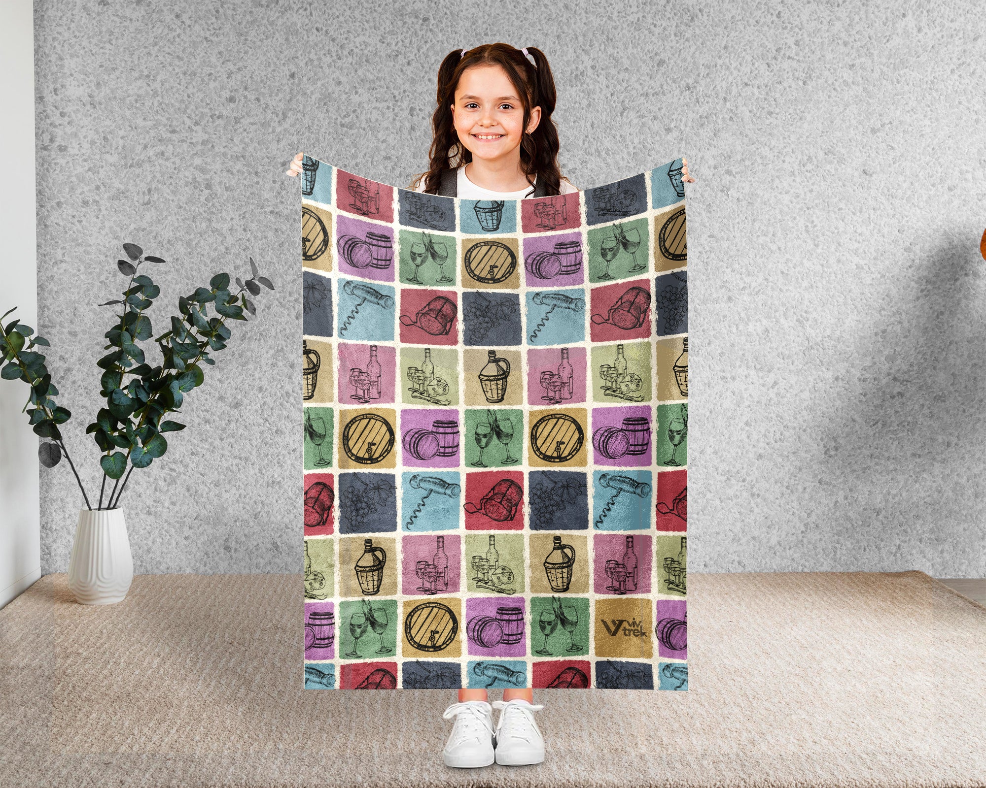Vintage Winery Gift Blanket, Retro Wine Tasting Throw for Cozy Vineyard Decor and Wine Lover Gifts