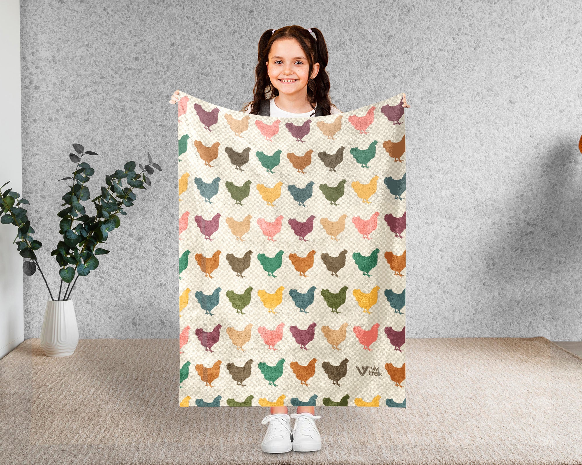 Retro Chicken Throw Blanket – Cozy Farm Animal Gift for Home