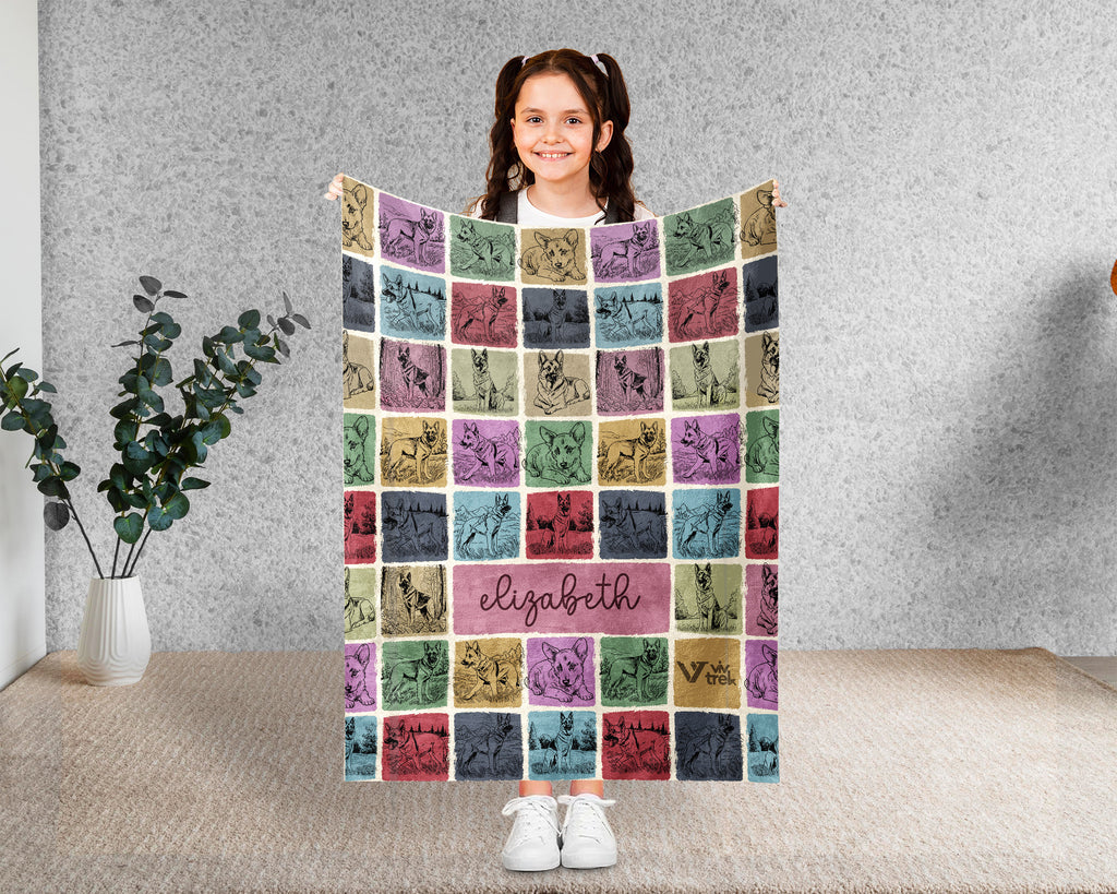Custom Name German Shepherd Blanket – Personalized Dog Lover Throw