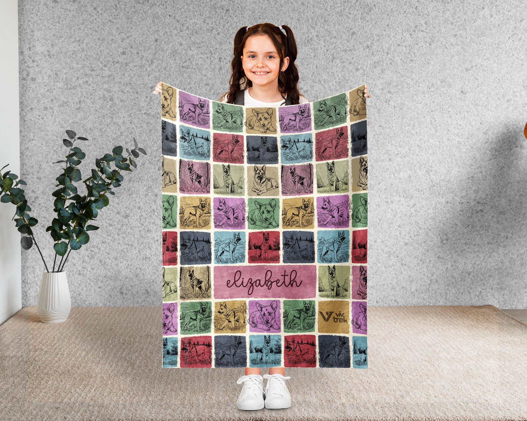 Custom Name German Shepherd Blanket – Personalized Dog Lover Throw