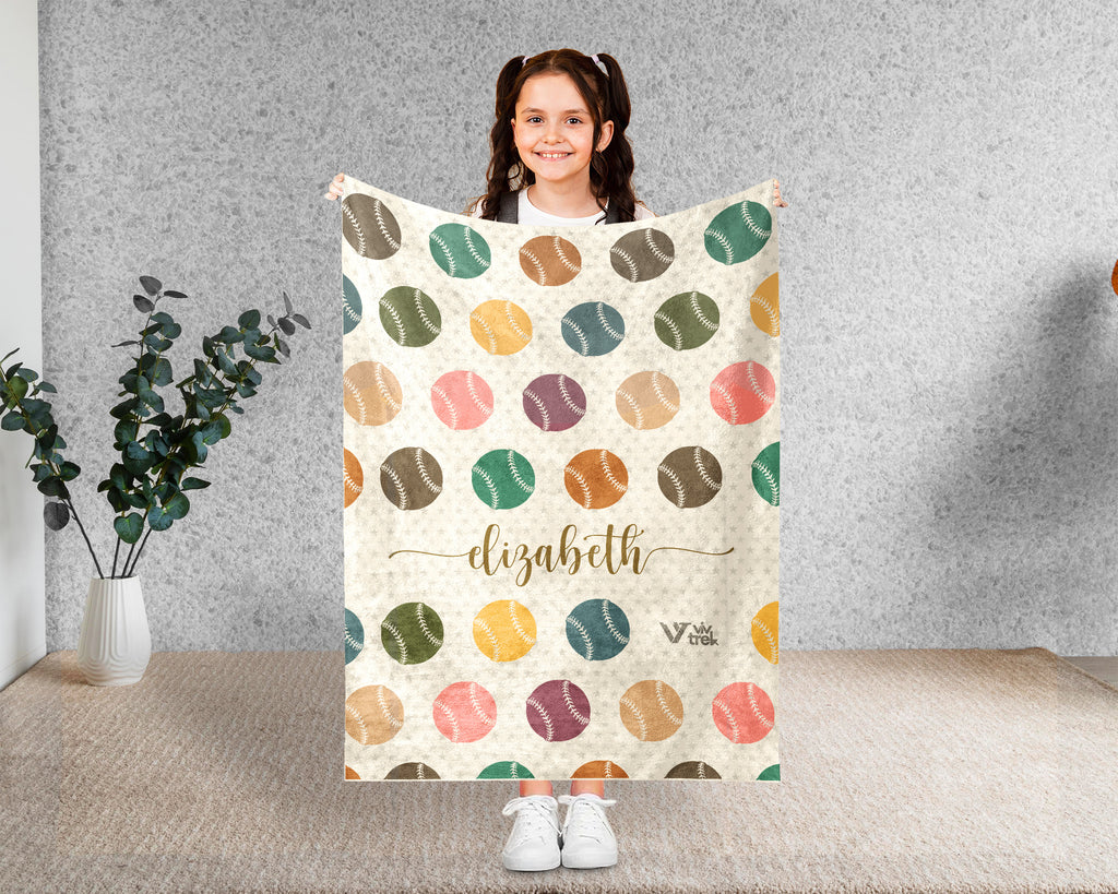 Personalized Name Baseball Throw Blanket – Cozy Gift for Baseball Lovers