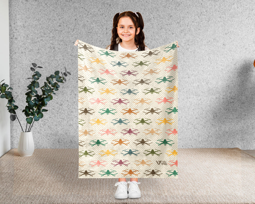 Retro Drone Throw Blanket – Cozy Gift for FPV Drone Enthusiasts