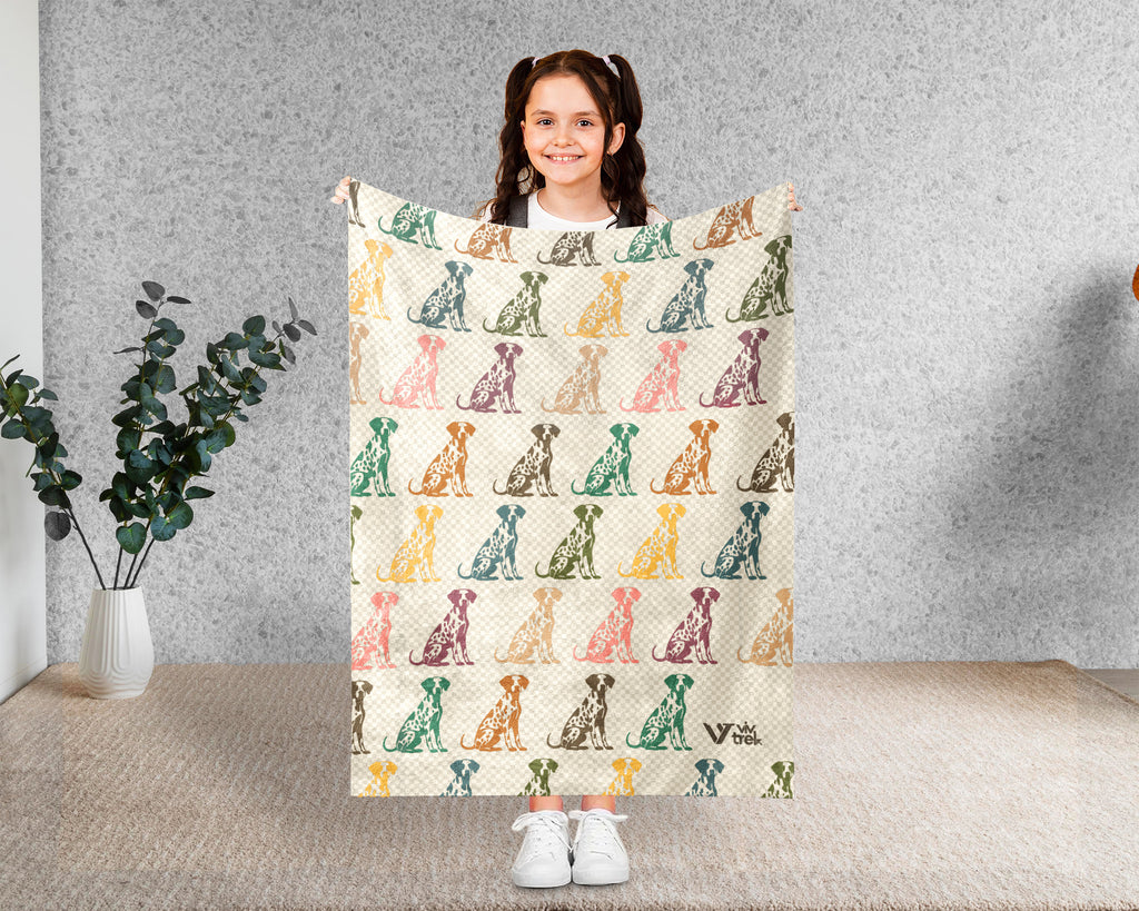 Vintage Dalmatian Blanket, Retro Dog Lover Throw, Cozy Dalmatian Puppy Fleece Blanket, Unique Pet Blanket for Kids and Adults