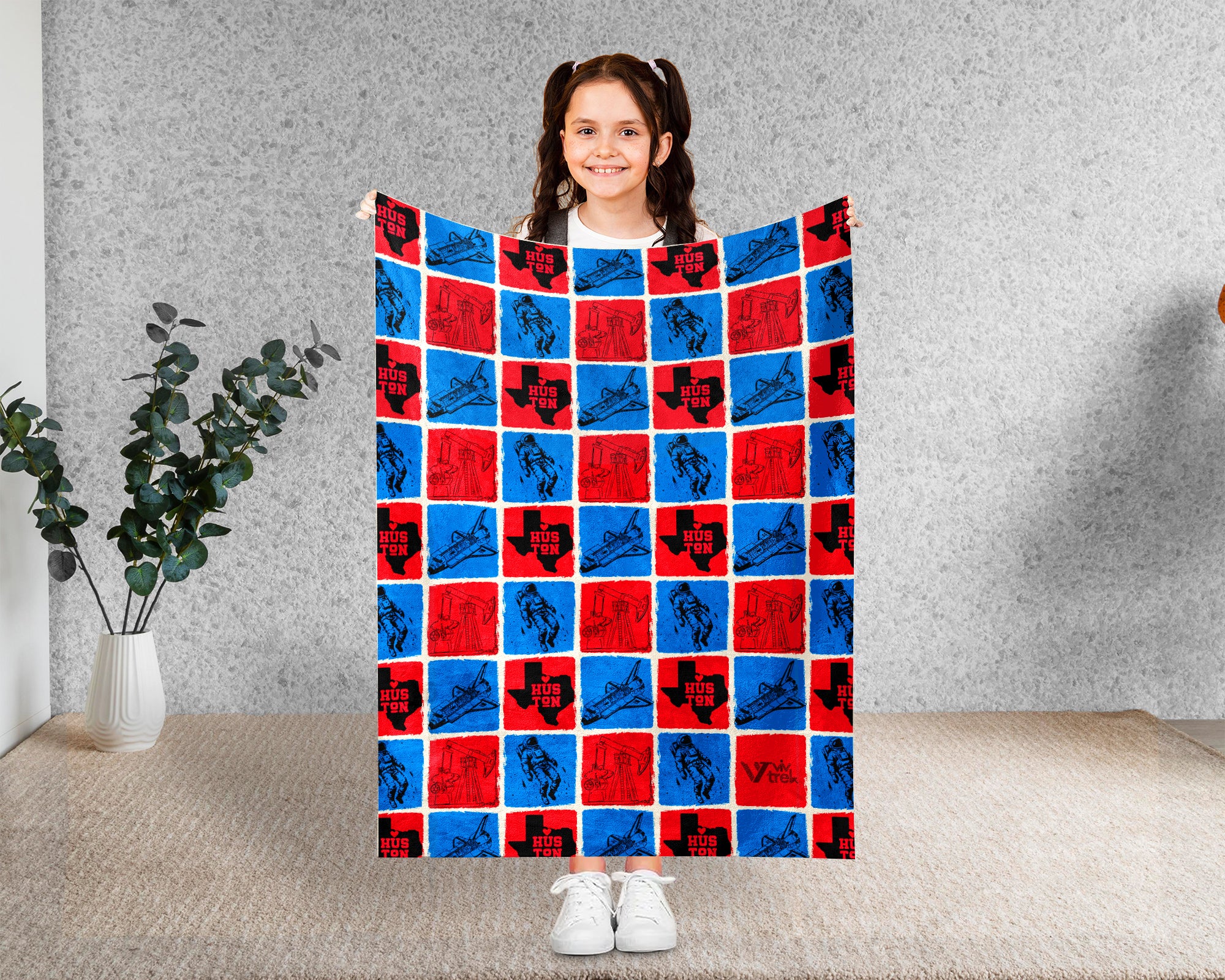 Retro Houston City Map Blanket Throw, Cozy Skyline Decor, Texas Pride Gift, Urban Sofa Throw Blanket for Home