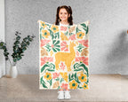 Floral Llama Blanket – Cozy Wildflower Throw for Animal Lovers