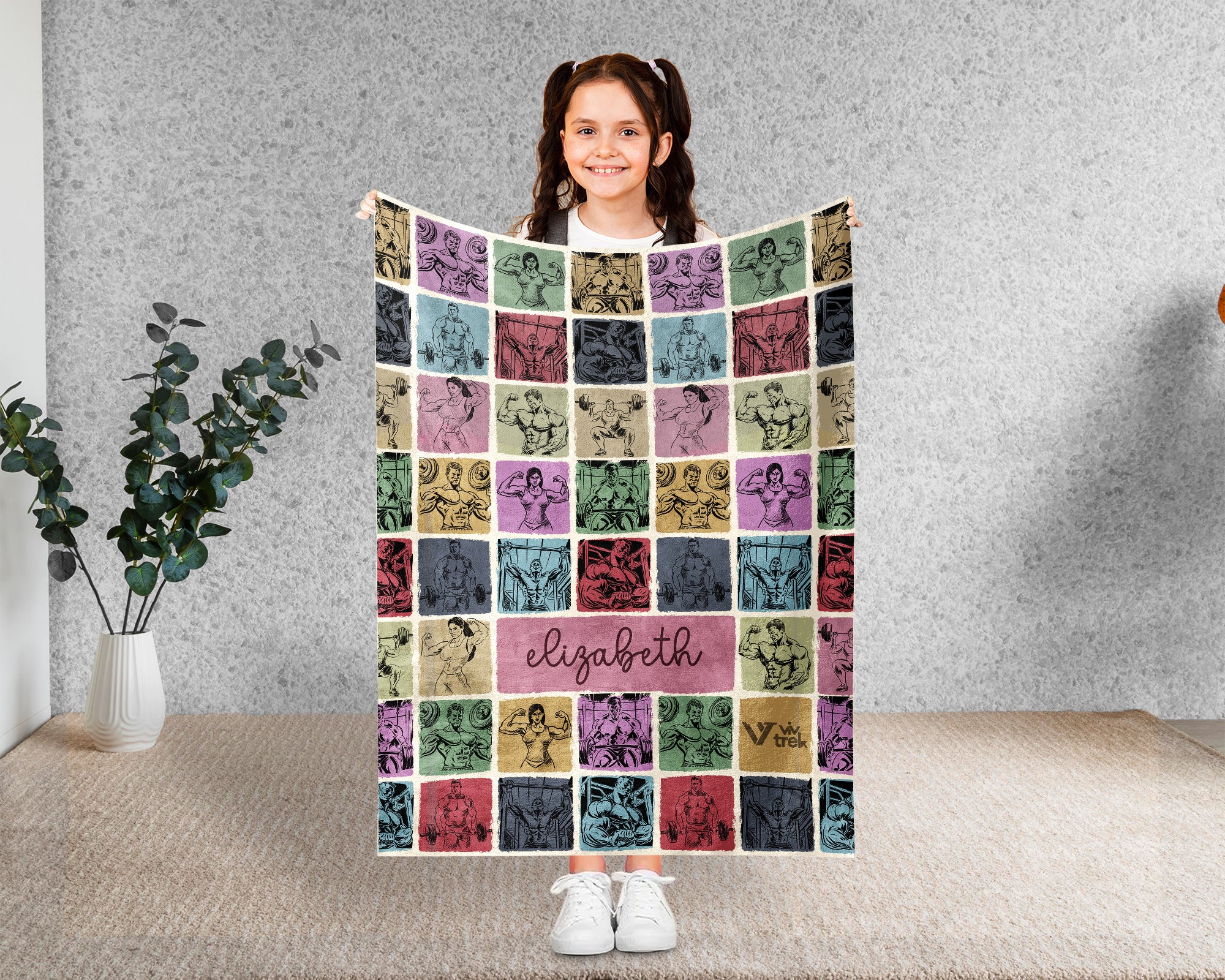 Personalized Bodybuilding Blanket Custom Name Fitness Throw, Cozy Gym Lover Gift, Sporty Home Decor for Men and Women