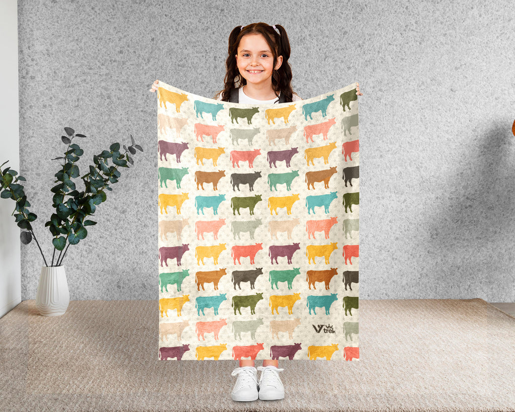 Retro Cow Blanket Gift for Dairy Farmer Cozy Farm Animal Throw Cattle Lover Decor Soft Ranch Style Home Gift