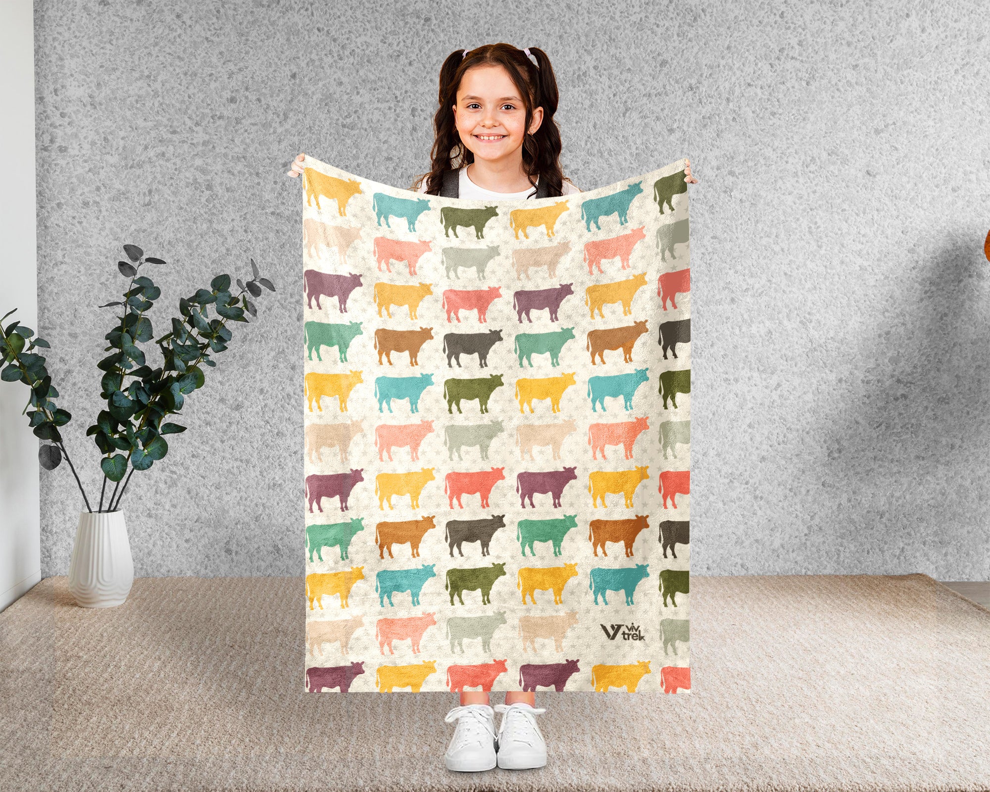 Retro Cow Blanket Gift for Dairy Farmer Cozy Farm Animal Throw Cattle Lover Decor Soft Ranch Style Home Gift