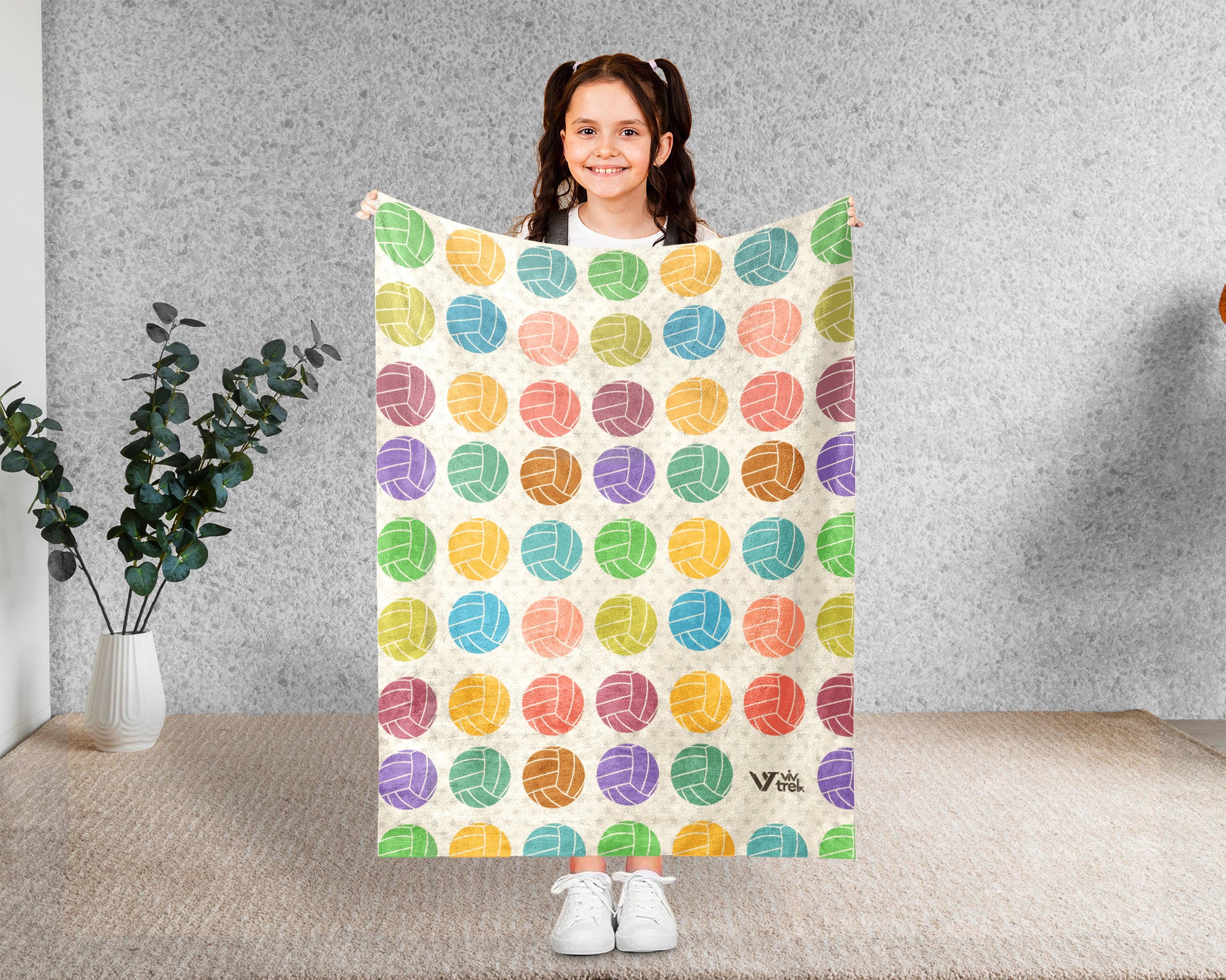 Retro Volleyball Blanket Gift for Sports Lovers, Cozy Athletic Throw, Fun Game Room Decor Accent for Bedroom and Living Spaces