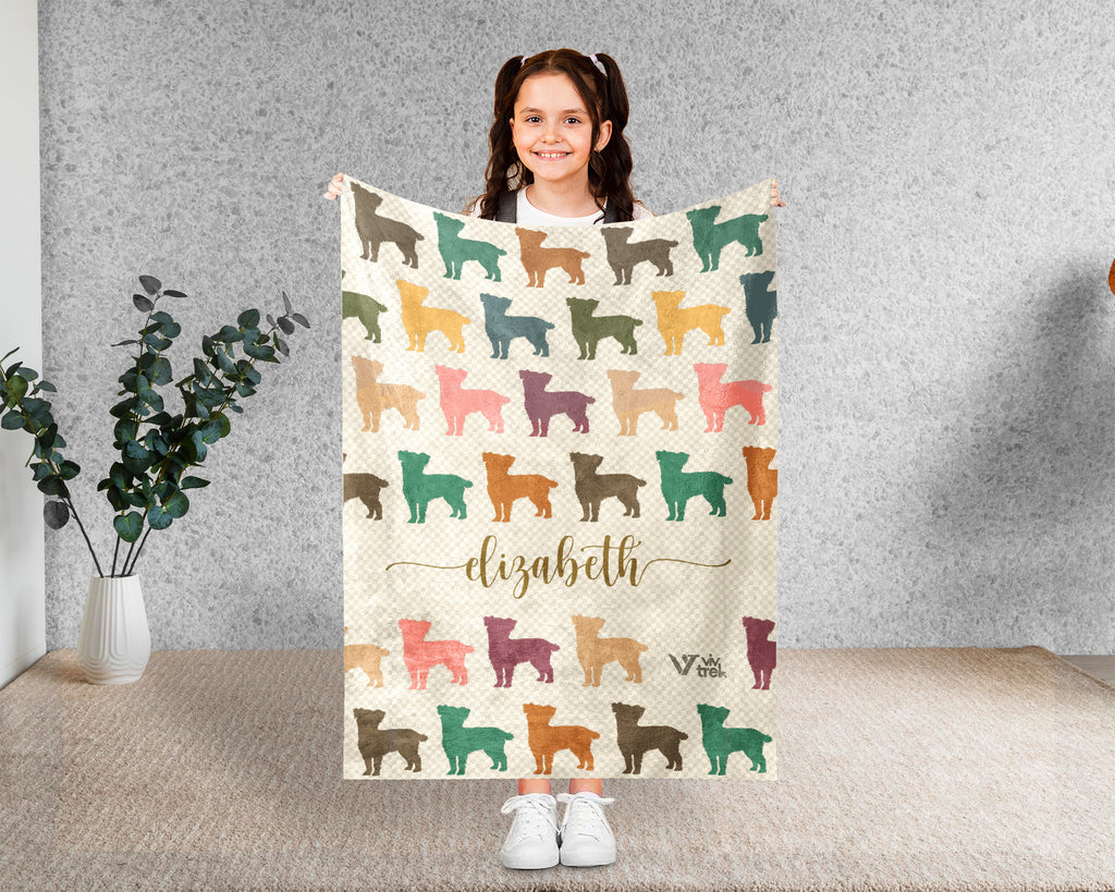 Custom Name Retro Maltese Blanket, Personalized Puppy Throw for Dog Lover Bedroom Decor and Cozy Pet Gift Ideas