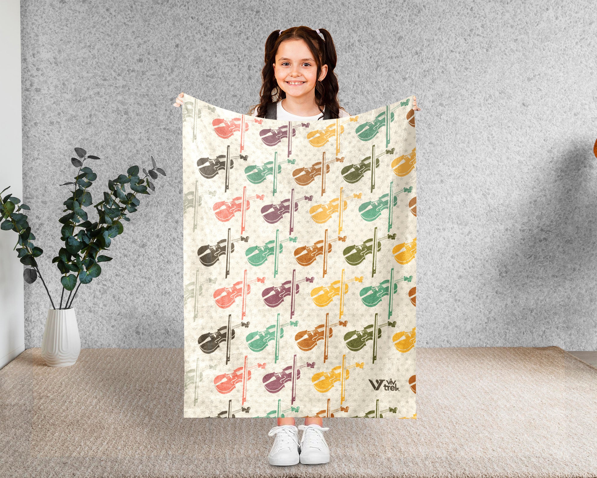 Retro Violin Lover Blanket Cozy Musician Throw Vintage Style Violin Fleece Blanket Perfect Gift for Violin Players Music Enthusiasts