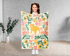 Personalized Floral English Bulldog Blanket, Custom Name Wildflower Dog Throw, Cozy Retro Bulldog Gift for Pet Lovers and Home Decor