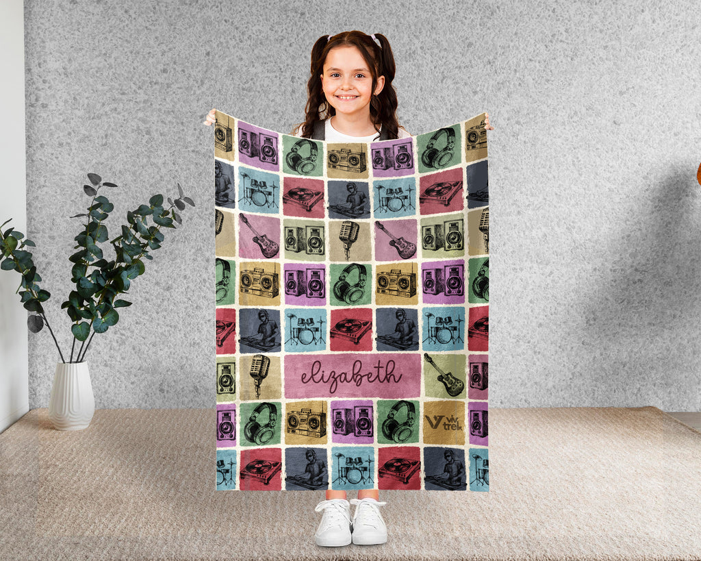 Custom Name DJ Blanket – Personalized Music Lover Throw Gift