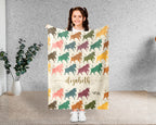 Custom Name Retro Bull Blanket, Personalized Rustic Ranch Throw for Cow Farm Wildlife Lover Home Decor and Gifts