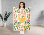 Floral Chicken Blanket – Cozy Wildflower Farm Animal Throw Gift