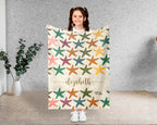 Personalized Starfish Blanket Custom Name Ocean Lover Throw Cozy Coastal Gift Sea Life Inspired Home Decor Accent