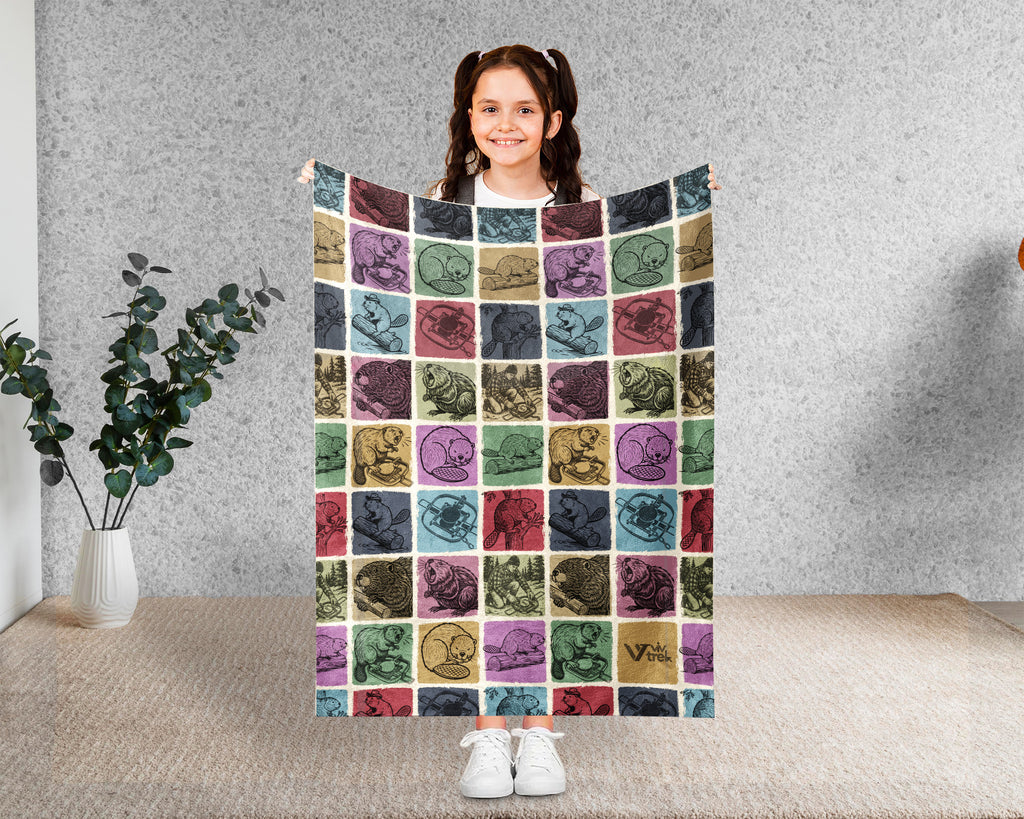 Vintage Beaver Blanket – Cozy Woodland Animal Lover Throw Gift